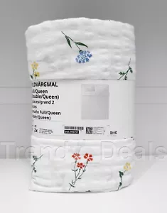 Juego de cama funda nórdica completa/queen Ikea PILDVARGMAL con 2 fundas de almohada blanco floral - Imagen 1 de 4