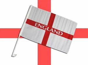 Inglaterra St George Coche Ventanas Bandera 12"x18" Fácil Instalación Clip En Fútbol 2 Banderas - Imagen 1 de 1