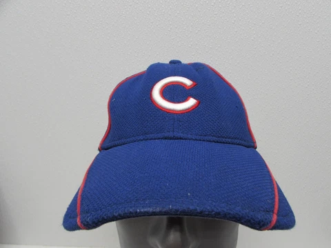 Chicago Cubs Stretch Fit Men's Official Batting Practice Hat M/L RED PIN STRIPED Cover
