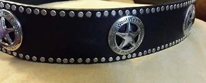 Pet Collars in black leather w/Starred Concho's, made in USA - Picture 1 of 5
