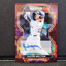 Jacob Melton 2022 Panini Prizm Draft Picks Burgundy Cracked Ice Auto SP 4/12