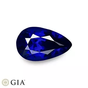 Zaffiro BLU REALE certificato GIA & GRS 2,34 ct. naturale non trattato pulito pera - Foto 1 di 8