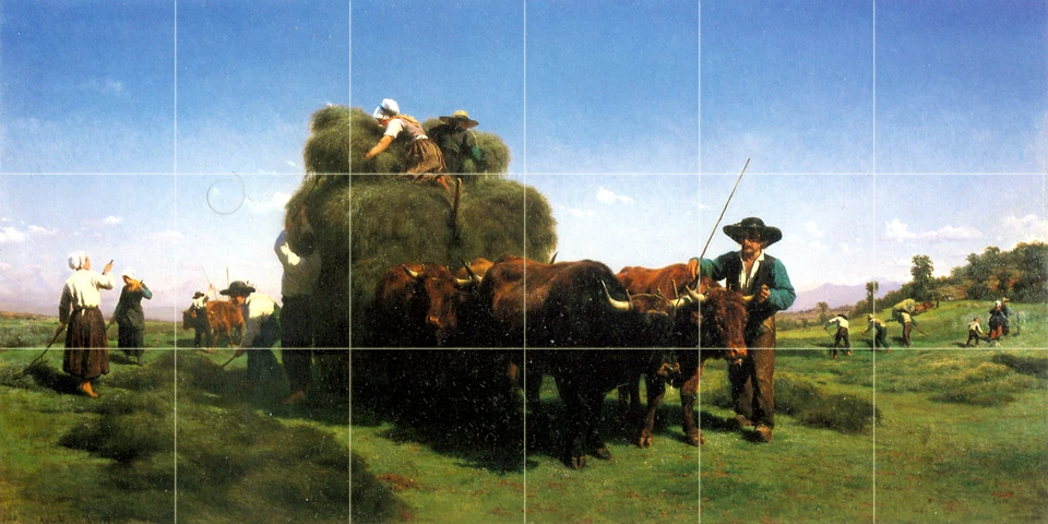 Azulejo de baño con salpicadero de heno mural de cerámica Art Farm #714 Foto 1 de 1