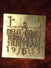 Altes Messing-Abzeichen-15.Deutsches-Turnfest Stuttgart 1933