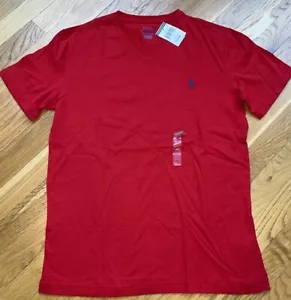 Polo Ralph Lauren Herren Baumwolle V-Neck Shirt Kurzarm Logo Rot Gr. Small NEU - Bild 1 von 5