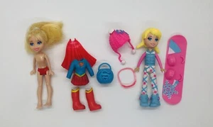 Polly Pocket Modern Big Feet Dolls w/ Wonder Woman Halloween Costume & Snowboard - Picture 1 of 7