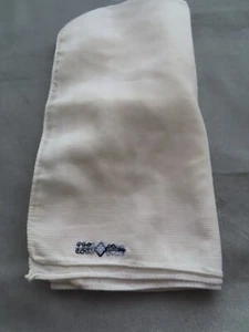 16" square Men's White Cloth Handkerchief Embroidered Blue Black Corner - Picture 1 of 2