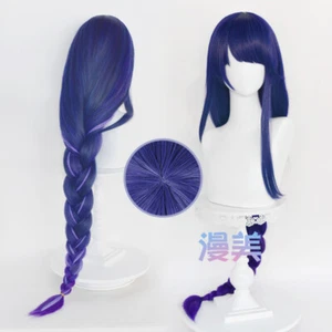 Genshin Impact Raiden Shogun Cosplay Haarteil Lila Haare Lila Perücke Periwig - Bild 1 von 6