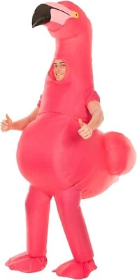 Adult Inflatable Pink Flamingo Costume Funny Giant Bird Blow Up Suit Halloween - Image 1 of 4