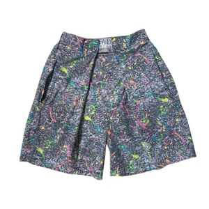 80s Vintage Highwaisted Abstract Pattern Shorts Relaxed Paint Splatter Print. - Picture 1 of 8