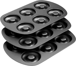 Non-Stick 6-Cavity Donut Baking Pans, Makes Individual Full-Sized 3 1/4" Donuts - Picture 1 of 12