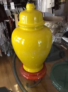 VINTAGE 70's Glazed Ceramic Ginger Jar-Shaped Lamp - Picture 1 of 1