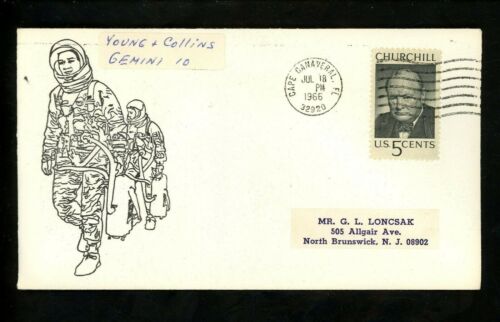 US Space Cover GEMINI 10 bemannter Flug Young Collins Cape Canaveral FL 7/18/1966