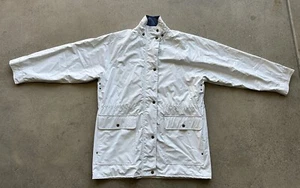 Vintage Misty Harbor Original White PVC Plaid Cotton Lined Rain Jacket Size M - Picture 1 of 12