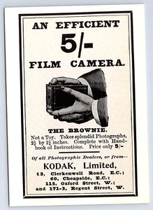 UK Advertising Repro Postcard KODAK the BROWNIE hand held film camera CT21 - Picture 1 of 2