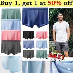 Men Ice Silk Briefs Seamless Comfy Boxer Shorts Bulge Pouch Underpants Underwear - Picture 1 of 22