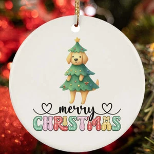 Funny Labrador Retriever Dog Tree Merry Christmas Ornament Gift Decor Hanging - Picture 1 of 6
