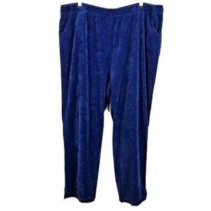 Quacker Factory Pants Womens Sz 2X Blue Crushed Velvet High Rise Pull On Casual - Picture 1 of 10