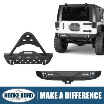 Heavy Duty Steel Front + Rear Bumpers Combo Black for Jeep Wrangler JK 07-18 Foto 1 de 4