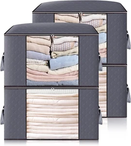 4 Scatole per Armadio da 90L, Contenitori Salvaspazio per Vestiti e Coperte - Foto 1 di 7