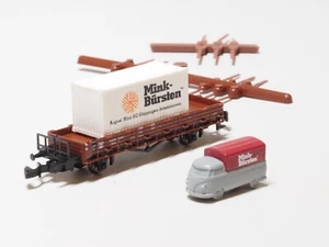 2012 Z-scale Marklin Museum old era flat car, load & metal VW transporter truck - Picture 1 of 3