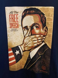 Obey ‘All the Free Speech Money Can Buy’ XL Vintage T-shirt Dark Blue - Picture 1 of 4