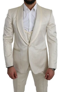 DOLCE & GABBANA Suit Wool Beige Crème 3 Piece SICILIA Shawl EU44/US34/XS $3500 - Picture 1 of 12