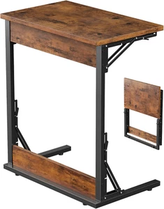 Folding TV Tray Table, 24" Wide C-Shaped End Table for Couches, Small Sofa-Side - Picture 1 of 8