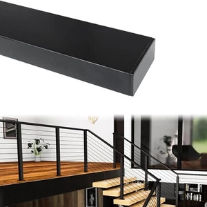 Muzata 6'6" Stainless Steel Handrail Black Rectangular Top Rail Cable Railing... - Picture 1 of 7