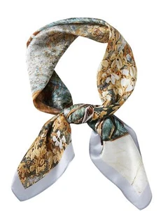 100% Mulberry Silk Square Scarf 27"×27" Neck Hair Bandanas for Women - Picture 1 of 9