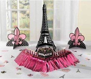 Kit de decoración de mesa fiesta de cumpleaños fiesta de cumpleaños para niños franceses Day in Paris rosa - Imagen 1 de 1