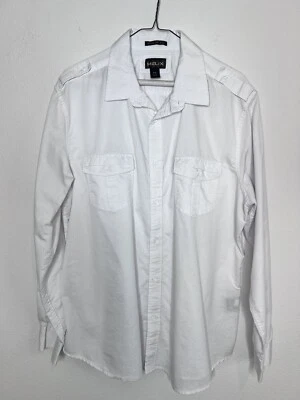 Helix Athletic Fit SHIRT XL White Cotton Long Sleeve Casual Button Front - Image 1 of 4