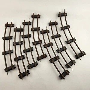 7 Pc American Flyer Original Gilbert S Gauge 702 Curved Track 2 Rail Some Rust - Picture 1 of 10