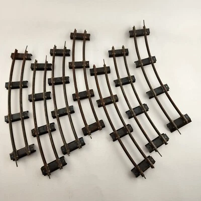 7 Pc American Flyer Original Gilbert S Gauge 702 Curved Track 2 Rail Some Rust - Image 1 of 4