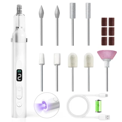 Professional Electric Nail Drill Machine Cordless Rechargeable with UV Light 3 S - Image 1 of 4