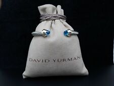 David Yurman 5mm Cable Classics Bracelet with Blue Topaz and 14K Gold size Small