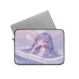 Kawaii Purple Girl Laptop Sleeve 13" 15", Cute Laptop Sleeve MacBook Sleeve - Picture 1 of 15