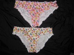 Shein tween girls 2pk fruit print ruffle trim bikini panties white & pink nip - Picture 1 of 2