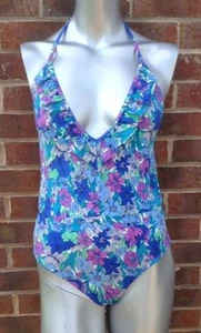 TOPSHOP Costume da bagno costume da bagno Deep Frill floreale blu UK 8 10 12 14 16 SA01  - Foto 1 di 3