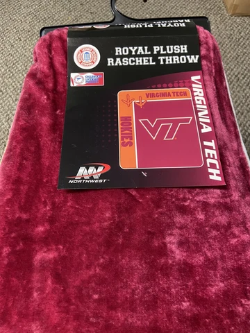 Virginia Tech Hokies NCAA  Royal Plush Raschel Throw Fleece Throw  50 x 60 C Cover