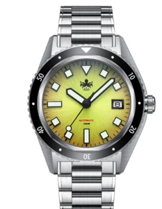SALE !!! PHOIBOS Argo 200M Automatic Diver Watch Spiral Sunray Yellow PY052F - Picture 1 of 5