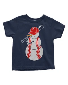 Camiseta de béisbol muñeco de nieve niño pequeño diversión deportes equipo regalo de invierno - Imagen 1 de 6