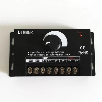 LED Light Strip Dimmer DC12V-24V PWM Dimming Controller Dimmer Knob Adjust 90A - Image 1 of 4