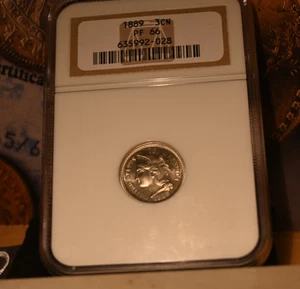 1889 3 Cent Nickel NGC PF66 (NGC Population =19) Rare - Picture 1 of 4