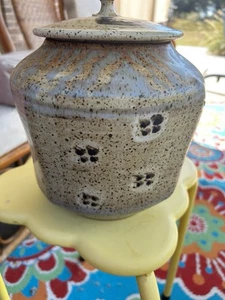 Vintage Studio Kunst Keramik Deckeldose signiert Kuester 10" handgeworfen 60er-80er Jh - Bild 1 von 12