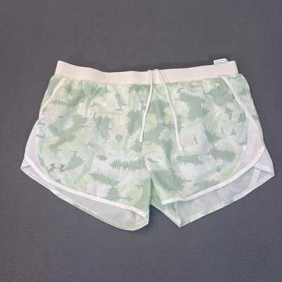 Under Armour Womens Sz XL Fly By 2.0 Printed Shorts Seaglass Blue Loose HeatGear - Image 1 of 4