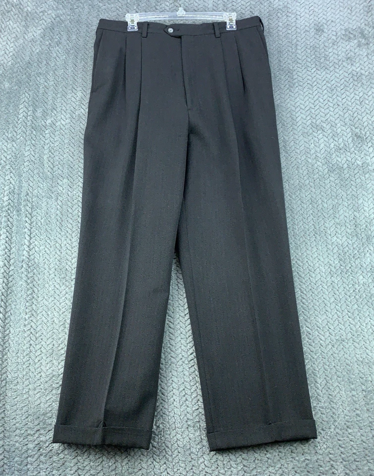 Pantalones De Colección AKA Eddie Bauer Para Hombre 36 Gris Plisado Puños 100% Lana Hechos en EE. UU. Foto 1 de 4