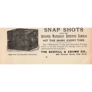 Pubblicità stampa macchina fotografica detective Waterbury migliorata Scovill & Adams 1892 - Foto 1 di 1