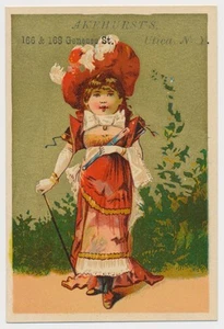 Akehurst's Stationery, Utica New York - Victorian Trade Card 1880s - Bild 1 von 2