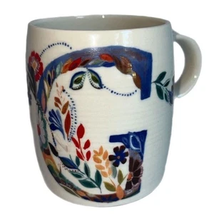 Anthropologie Tazza Palette Petali Monogramma Lettera Initail G Starla Halfmann Nuova con etichette - Foto 1 di 9